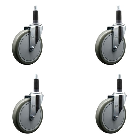 Service Caster 6'' Gray Poly Wheel Swivel 1'' Expanding Stem Caster Set, 4PK SCC-EX20S614-PPUB-1-4